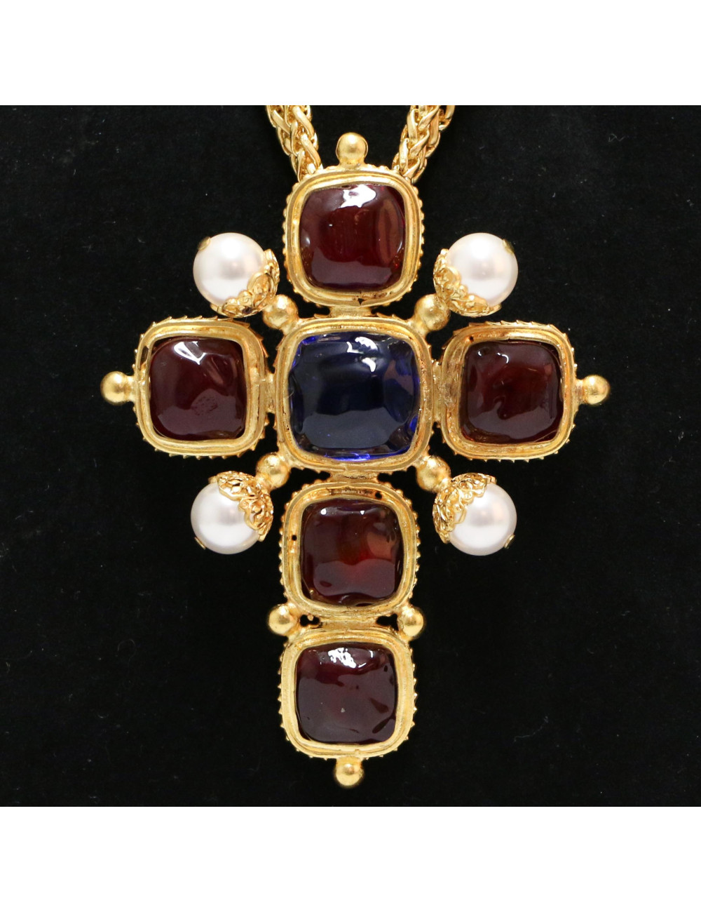 Croix MARGUERITE DE VALOIS pâte de verre baroque