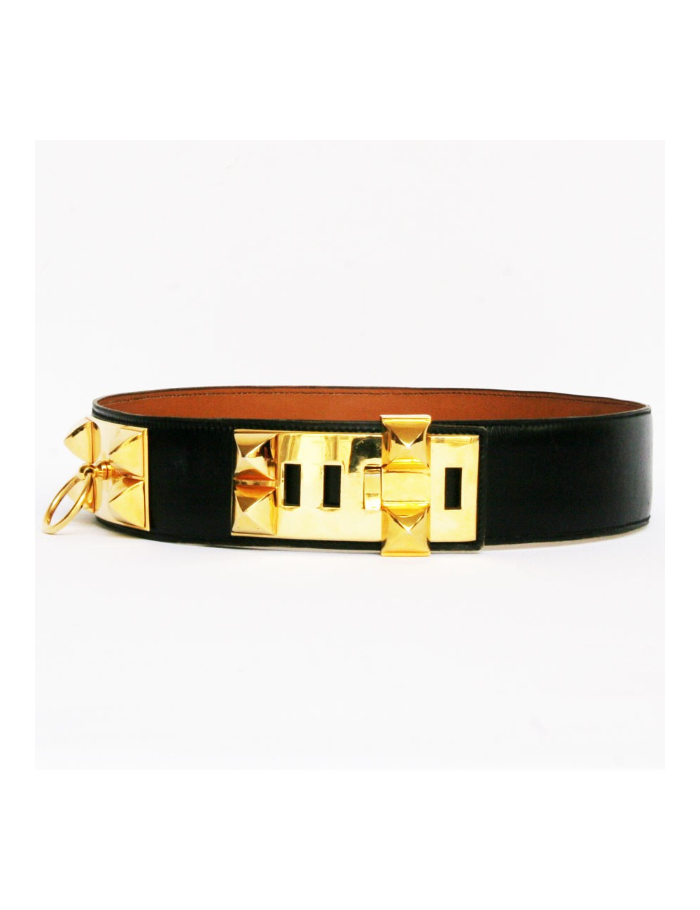 ceinture Médor HERMES noire vintage