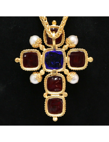 Croix MARGUERITE DE VALOIS pâte de verre baroque 2