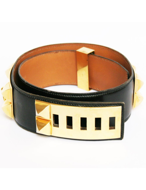 ceinture Médor HERMES noire vintage