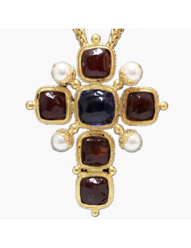 Croix MARGUERITE DE VALOIS pâte de verre baroque