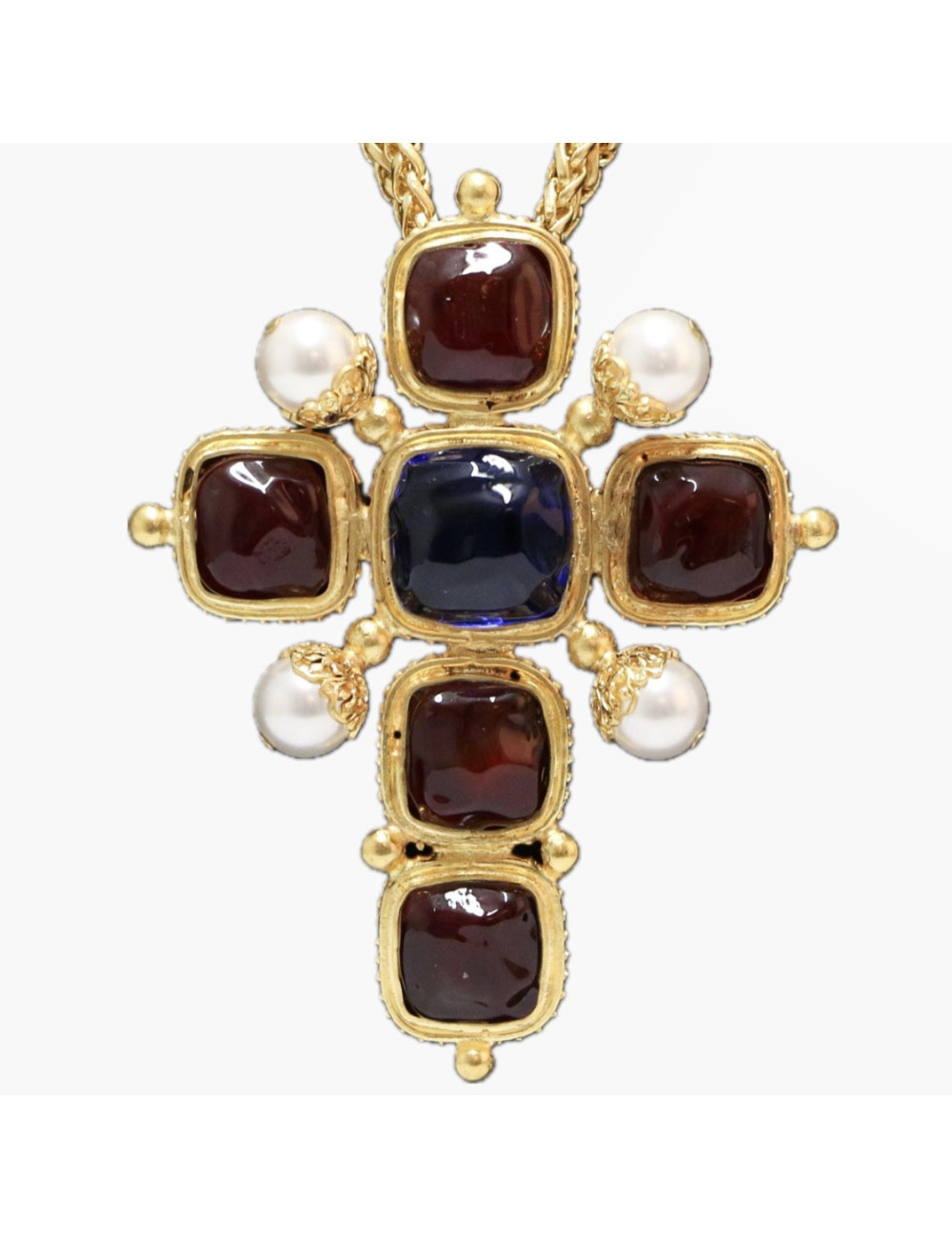 Croix MARGUERITE DE VALOIS pâte de verre baroque