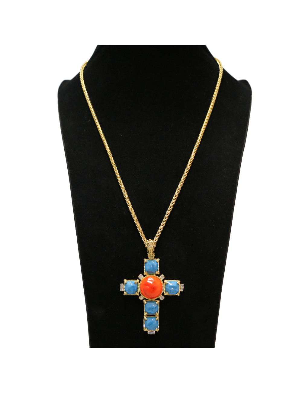 Croix Marguerite de Valois en pâte de verre réalisée à la main