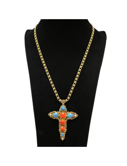 Pendentif croix Marguerite de Valois réalisé entièrement à la main