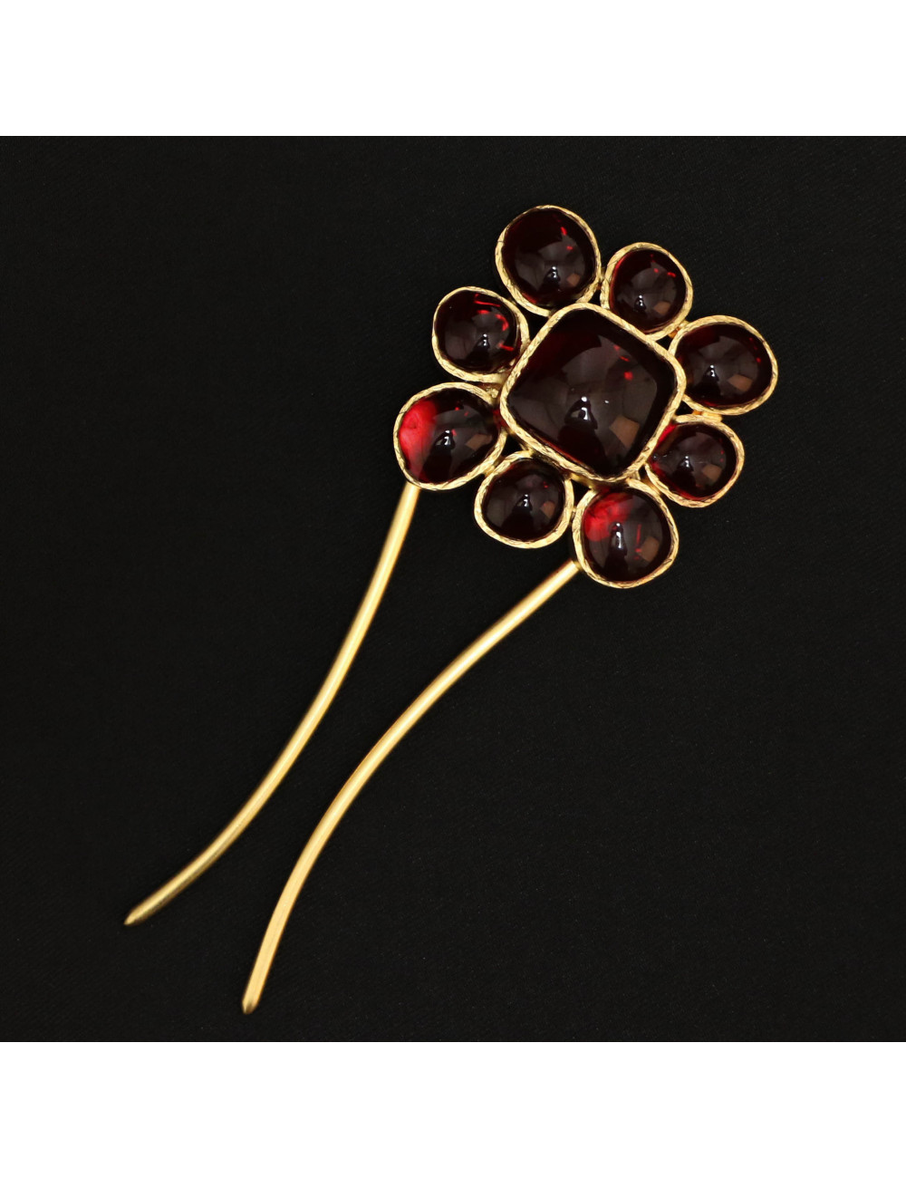 Bijou de cheveux Marguerite de Valois pâte de verre réalisé à bla main