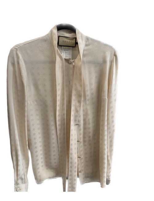 Blouse GUCCI soie monogramme beige