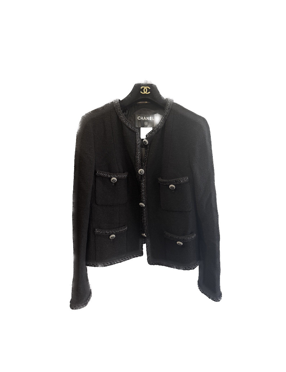 Veste chanel T40 4 poches tweed noir