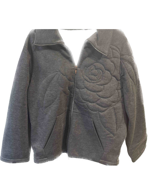 Gilet CHANEL camélias oversize gris T40