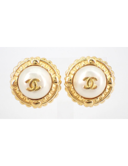 Clips CHANEL CC perle nacrée