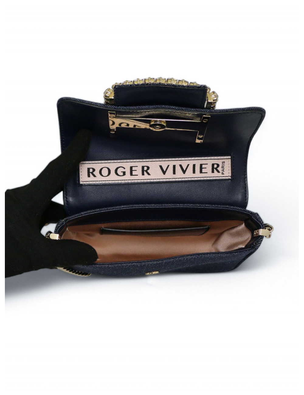 Sac Roger Vivier toile denim bleu : livraison avec suivi gratuite