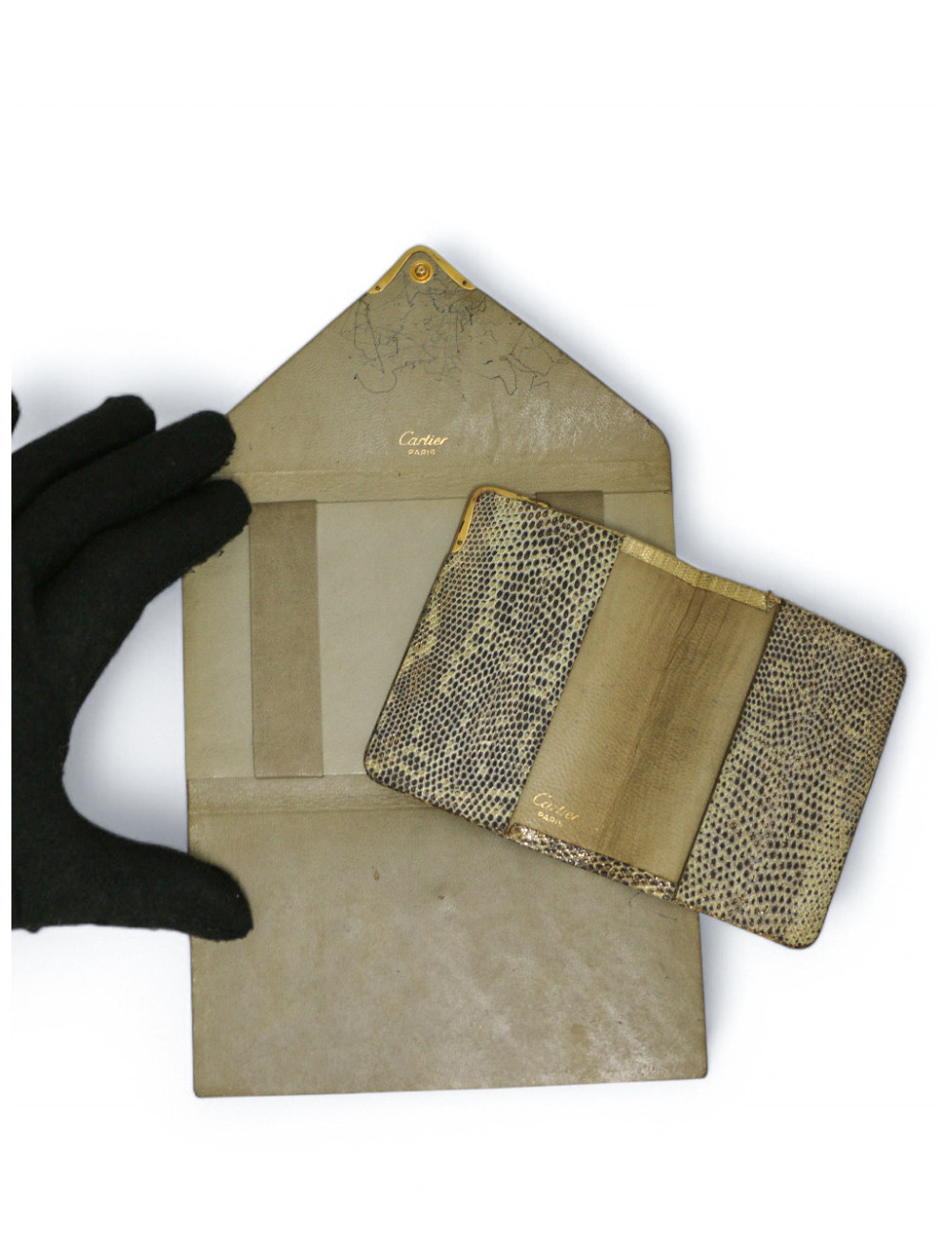 Sac CARTIER écailles de lézard dorées à l'or