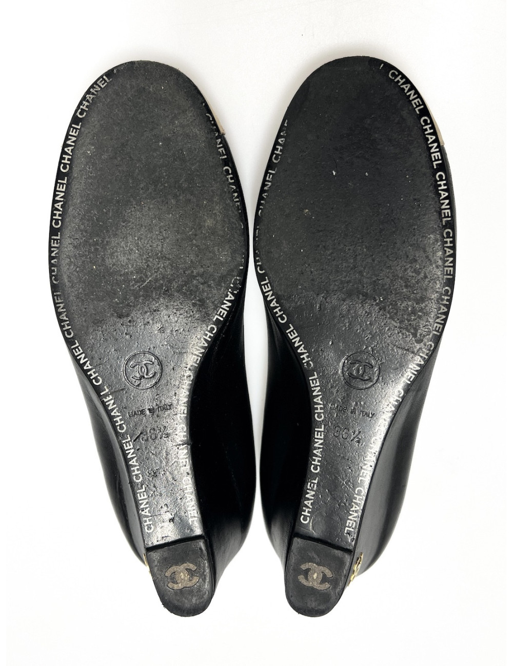 Escarpins Chanel T36,5 bicolores noir doré : livraison gratuite