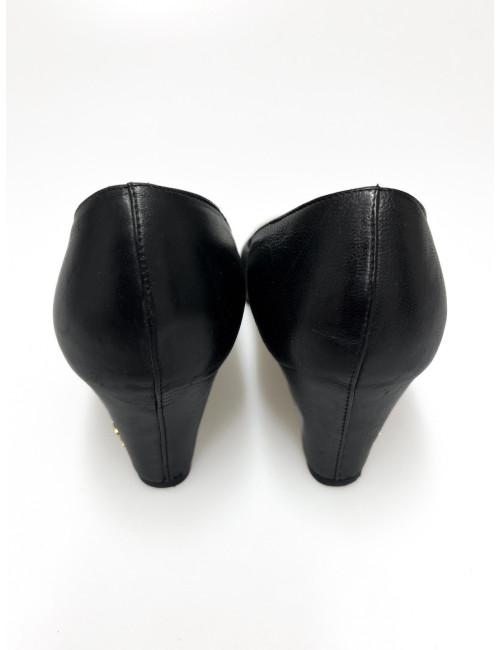 Escarpins Chanel T36,5 bicolores noir doré : livraison gratuite