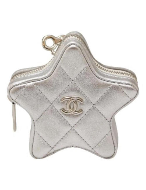 Porte-monnaie CHANEL cuir d'agneau métallisé