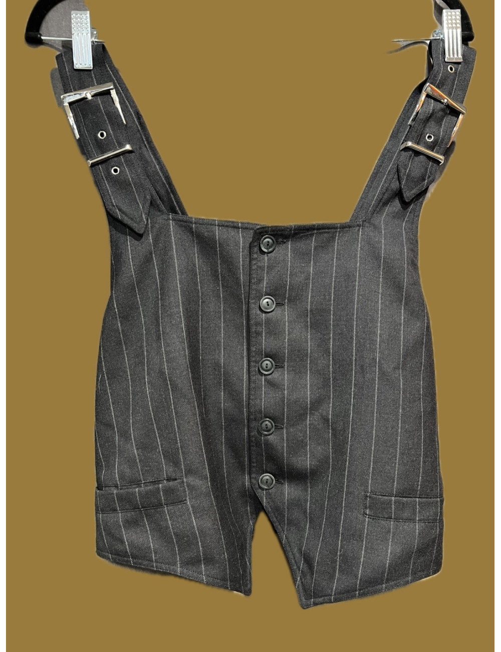 Gilet GIANI VERSACE à bretelles gris rayé blanc