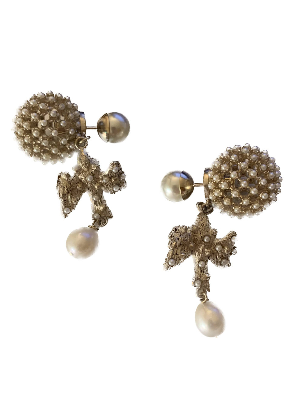 Paire de tribales Dior colombes perlée, occasion certifiée authentique