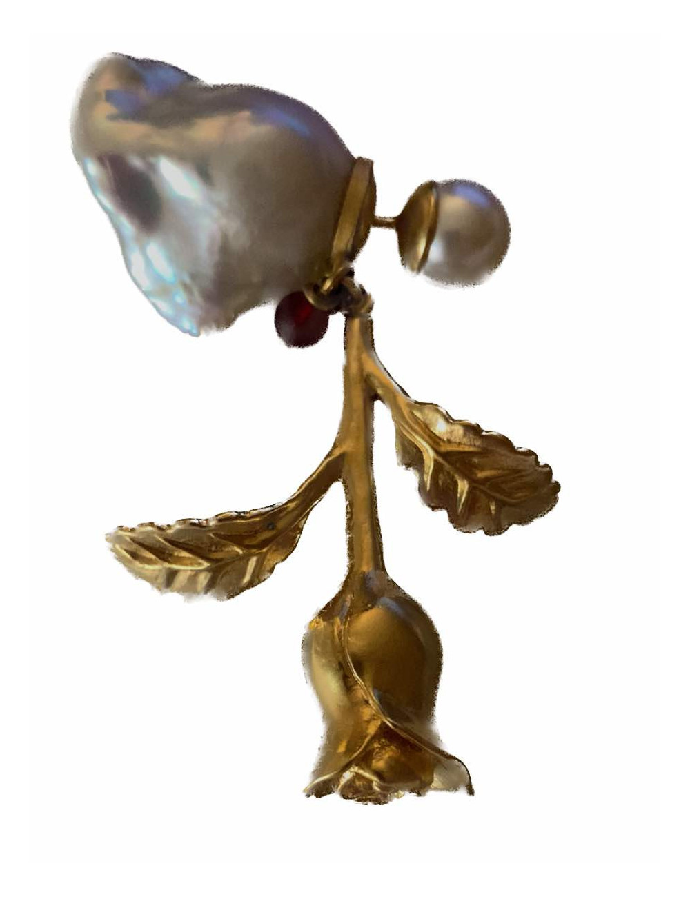 Clou DIOR perle de culture tige rose métal doré