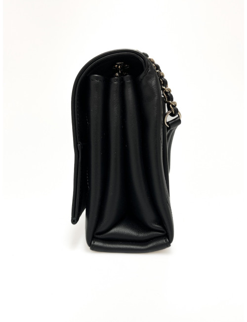 Sac CHANEL cuir à rabat noir