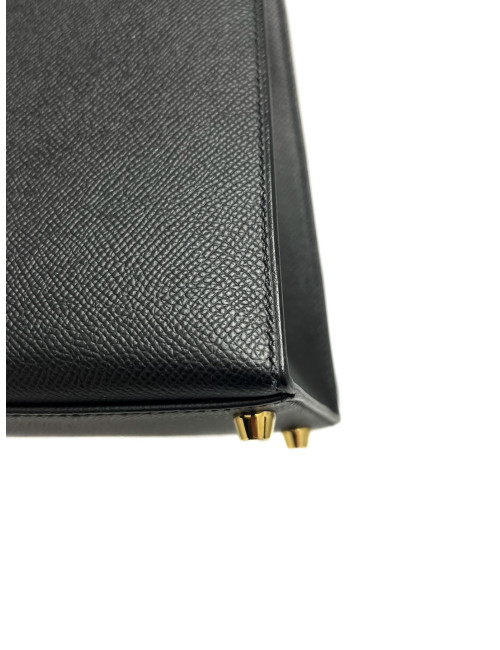 Sac Kelly 32 sellier noir Hermès cuir epsom d'occasion disponible