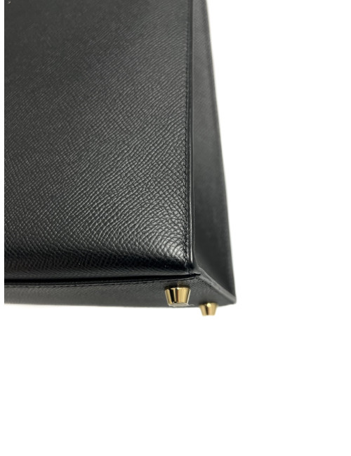 Sac Kelly 32 sellier noir Hermès cuir epsom d'occasion disponible