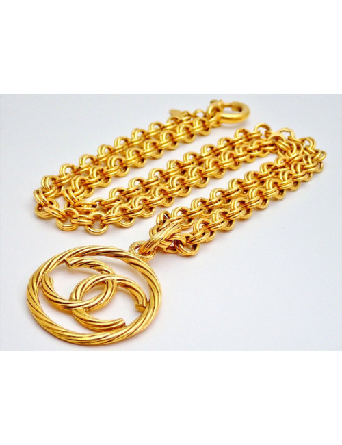 Sautoir CC Chanel chaine dorée