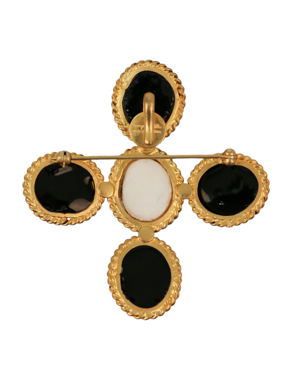Marguerite de Valois broche croix noire et blanche. Occasion certifiée