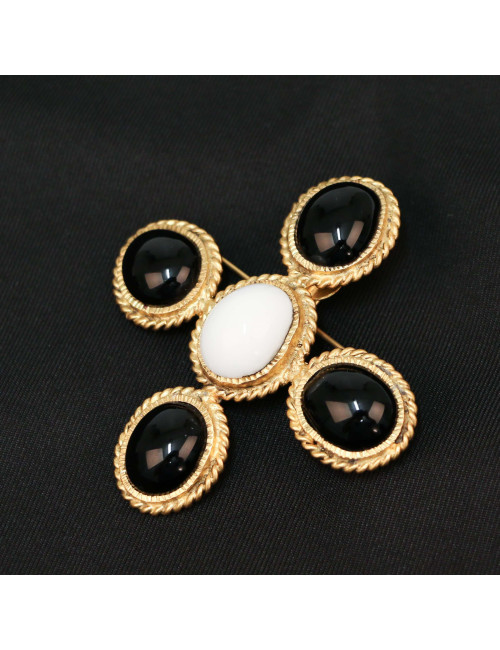 Marguerite de Valois broche croix noire et blanche. Occasion certifiée