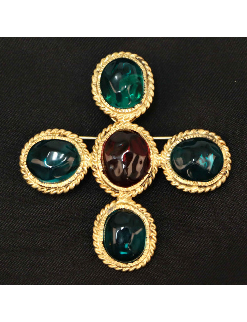 Pendentif MARGUERITE DE VALOIS broche pâte de verre, en stock