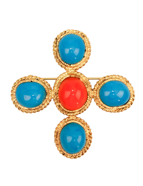 Broche MARGUERITE DE VALOIS pâte de verre, occasion