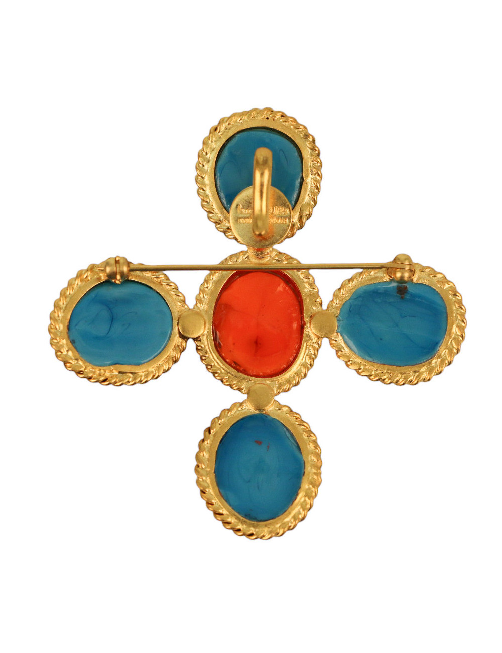 Broche MARGUERITE DE VALOIS pâte de verre, occasion