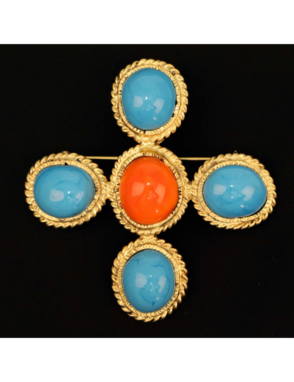 Broche MARGUERITE DE VALOIS pâte de verre, occasion