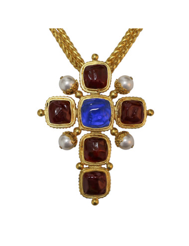 Pendentif croix MARGUERITE DE VALOIS fait main