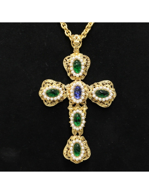 Croix MARGUERITE DE VALOIS pâte de verre
