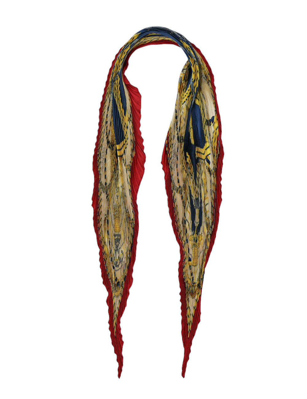 Plissé Hermès soie bleu et rouge : occasion certifiée authentique