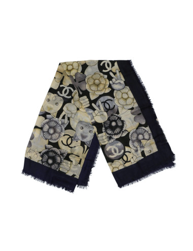 Foulard Chanel camélias chats cachemire 100% : certifié authentique 2