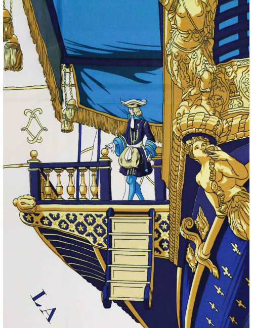 Hermès Vue du carrosse de la galère la réale en soie, dessiné en 1953