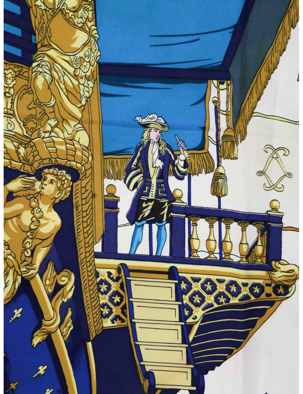 Hermès Vue du carrosse de la galère la réale en soie, dessiné en 1953