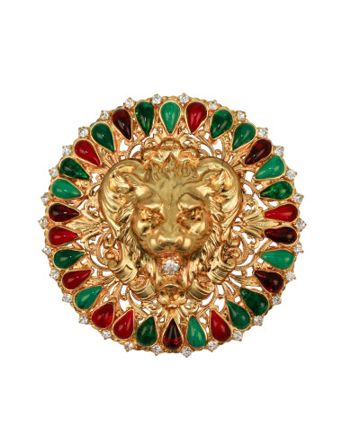 Broche "Lion déchainé" MARGUERITE DE VALOIS  en métal doré à l'or fin