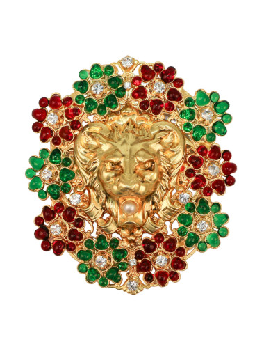 Broche MARGUERITE DE VALOIS "le lion aux fleurs"