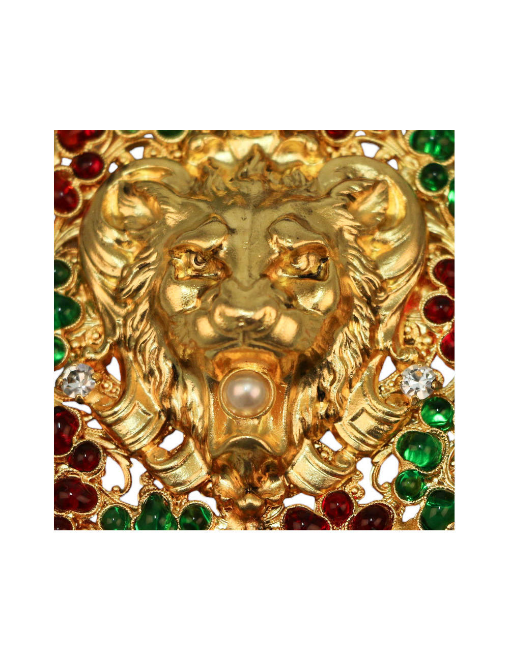 Broche "lion fleuri" MARGUERITE DE VALOIS pendentif fait main en stock