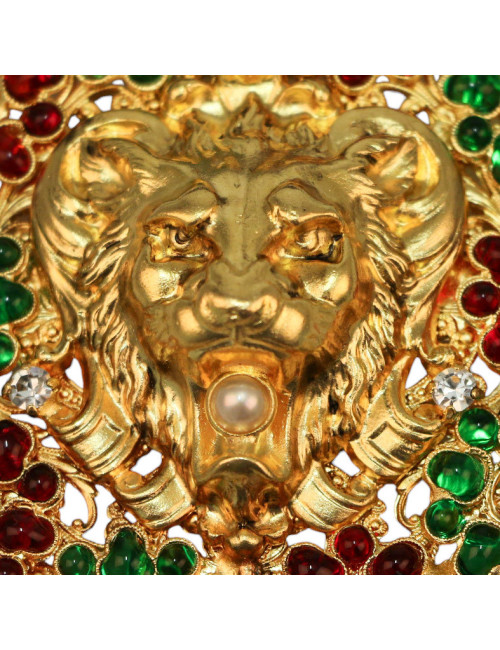 Broche "lion fleuri" MARGUERITE DE VALOIS pendentif fait main en stock