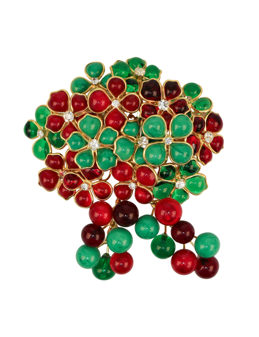 Pendentif broche MARGUERITE DE VALOIS "Bouquet de fleurettes bicolores"