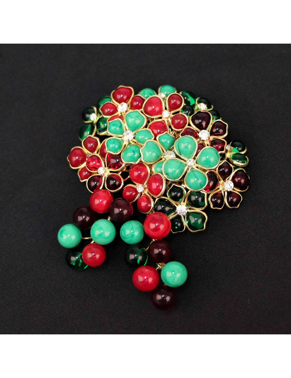 Pendentif broche MARGUERITE DE VALOIS "Bouquet de fleurettes bicolores"