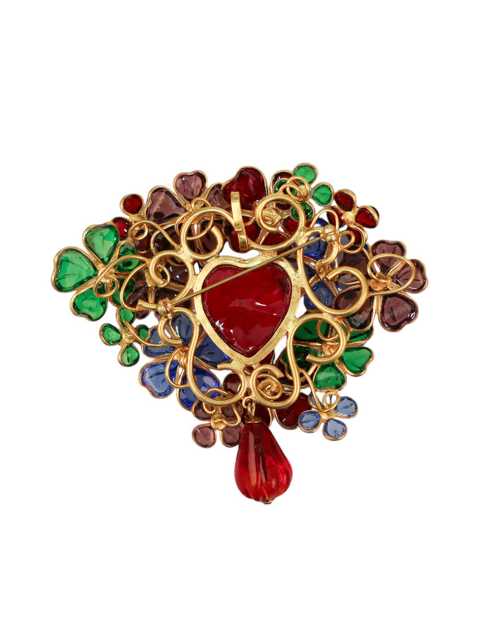 Pendentif broche MARGUERITE DE VALOIS 'Amour en fleurs' en stock