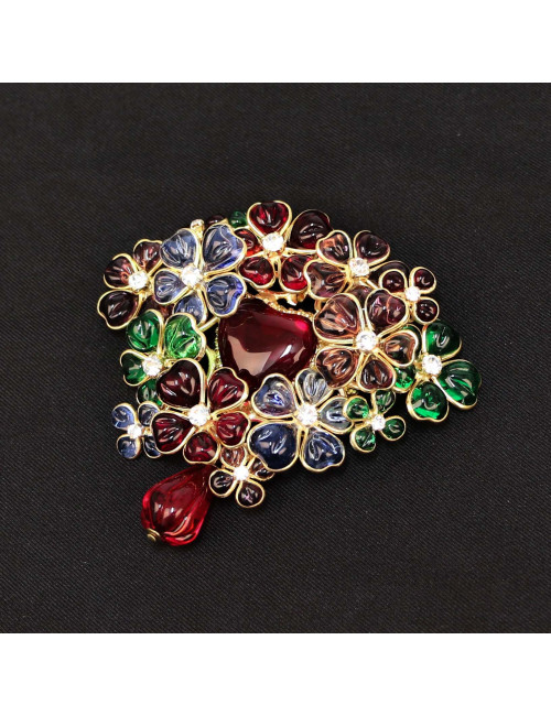 Pendentif broche MARGUERITE DE VALOIS 'Amour en fleurs' en stock