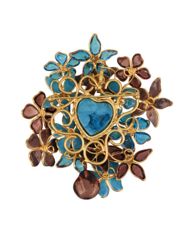 Pendentif broche MARGUERITE DE VALOIS "Coeur turquoise" 2