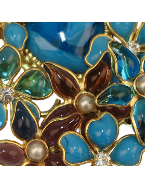 Pendentif broche MARGUERITE DE VALOIS "Coeur turquoise"