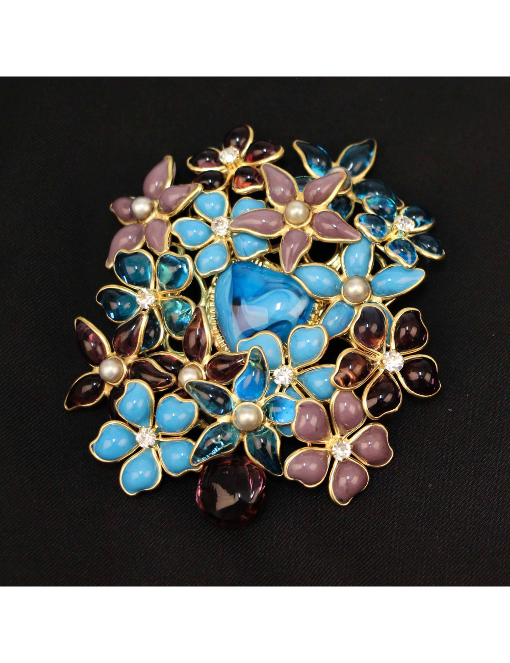 Pendentif broche MARGUERITE DE VALOIS "Coeur turquoise"