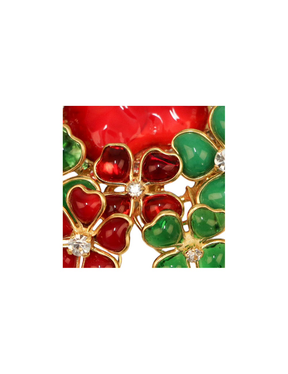 Broche fleurs pendentif Marguerite de Valois en pâte de verre