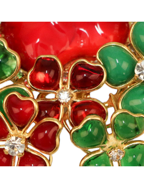 Broche fleurs pendentif Marguerite de Valois en pâte de verre